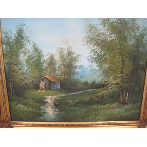 6 - Two nicely framed pictures of country scenes having been purchased by the vendor about 50 years ago