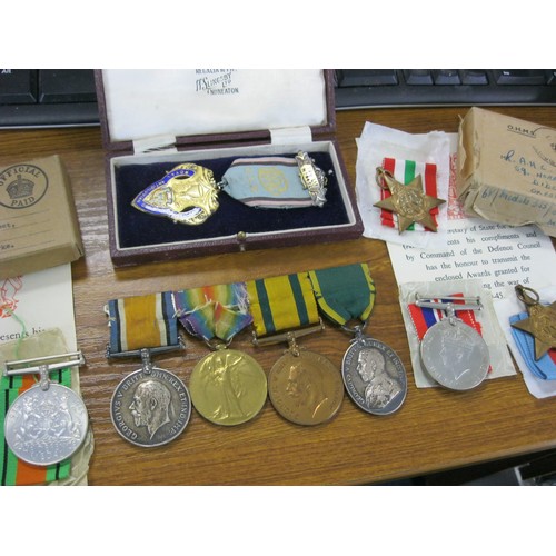 135 - A WW1 Medal Group awarded to 991 Sjt A W Box, Hampshire Regiment and comprising the British War Meda... 