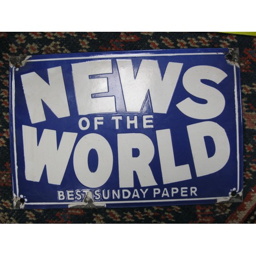 157 - A vintage style News of the World enamel sign