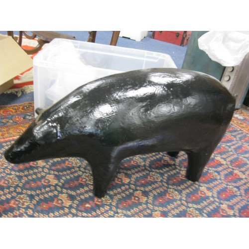 159 - A papier mache shop model of a pig, black