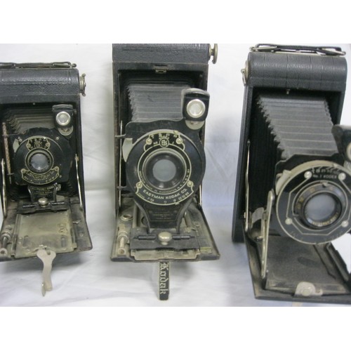 196 - 5 antique Kodak folding bellows cameras comprising 2 x Kodak No1, a Kodak No1A, a Kodak No2A and a K... 