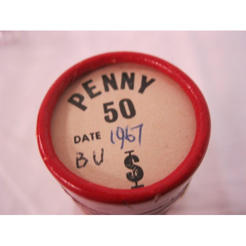 188 - A tube of uncirculated 1967 pennies