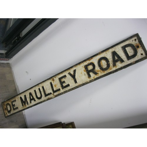 73 - A vintage cast iron Borough of Poole street sign for De Maulley Road, in good order