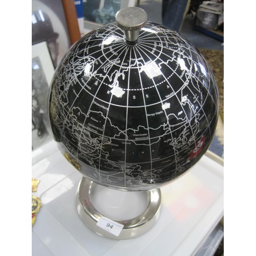 16 - Small Black Plastic Globe on stand