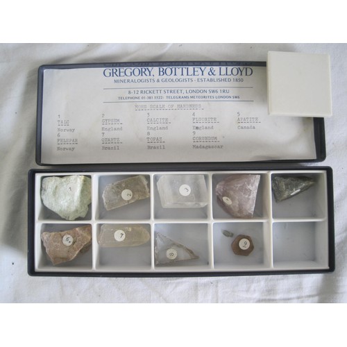 140 - A Gregory, Bottley & Lloyd boxed set of nine mineral specimens to demonstrate Mohs scale of hardness