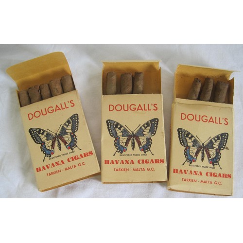 145 - Three packets of Dougall's of Tarxien Malta Havana Cigars (two have partial contents. A total of ele... 