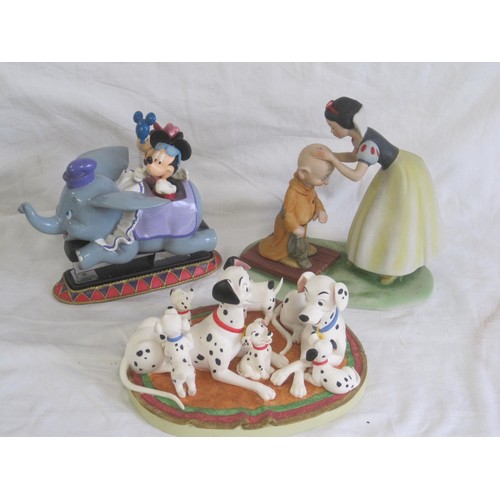 152 - Three Disney theme items - a porcelain group of Snow White and dwarf labelled Made in Japan, a Disne... 