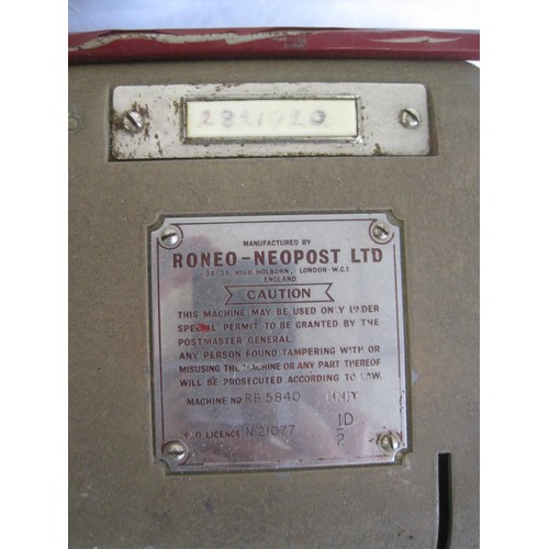 120 - A vintage Roneo-Neopost Ltd franking machine No. RB 840 with fibre carry case, and a Black and Decke... 