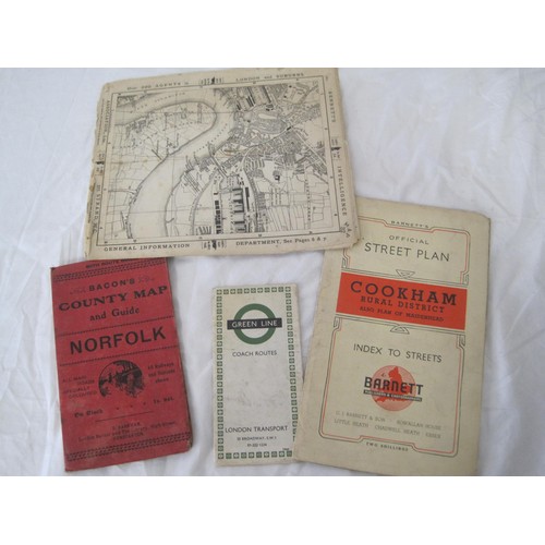 66 - Assorted maps and ephemera, including Bacon's County Map and Guide for Norfolk, Barnett's Official S... 