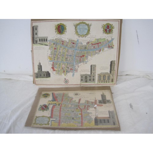 67 - Two 18th century hand-coloured engraved parish maps of London wards, by B. Cole - (1) Billingsgate W... 