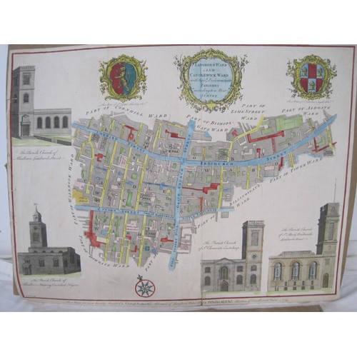 67 - Two 18th century hand-coloured engraved parish maps of London wards, by B. Cole - (1) Billingsgate W... 