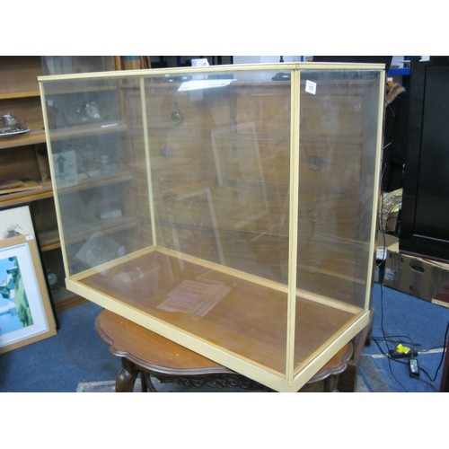 81 - A large glazed timber framed display case, 38 1/2