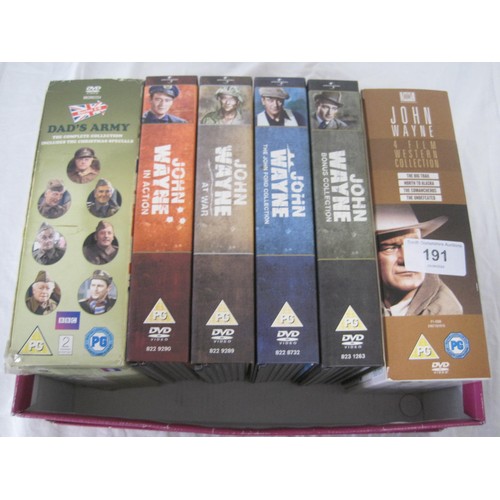 90 - Five sets of John Wayne  and a set of Dads army videos, cased