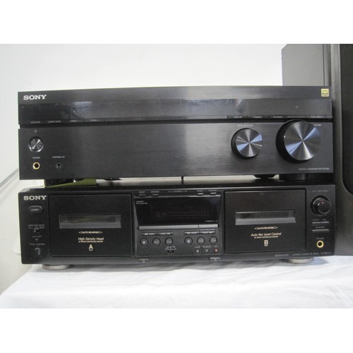 207 - Two Sony hi-fi separates, speakers and headphones. Lot comprises (1) Stereo receiver STR-DH190 (with... 