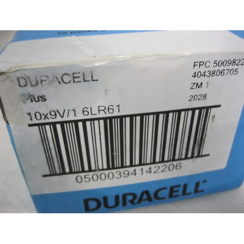 214 - A pack of brand new Duracell 9V 6LR61 Batteries, 2028 expiry date, sealed in box