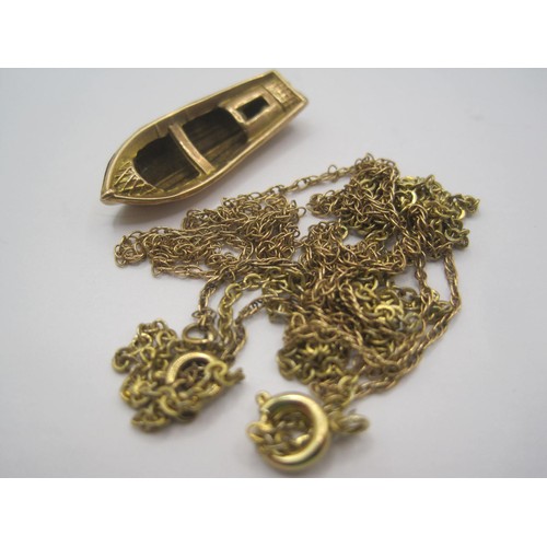 12 - 9 carat gold boat charm, length about 25mm, weight approx. 0.6g, (a/f a few small dents, hallmarks p... 