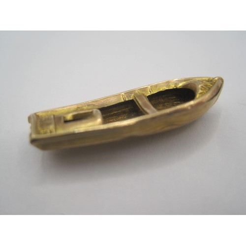 12 - 9 carat gold boat charm, length about 25mm, weight approx. 0.6g, (a/f a few small dents, hallmarks p... 