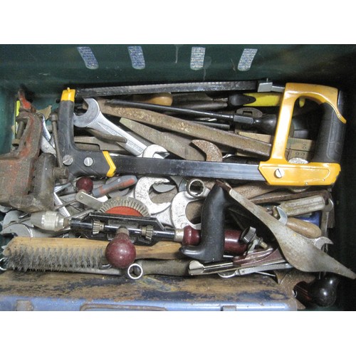 15 - A selection of tools in a green crate