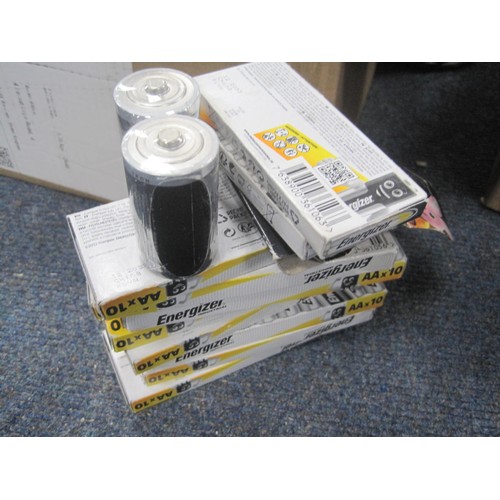 32 - 8 packs of 10 each Energizer AA batteries, expiry dates 2033, plus a pair of sealed 'D'-cell batteri... 