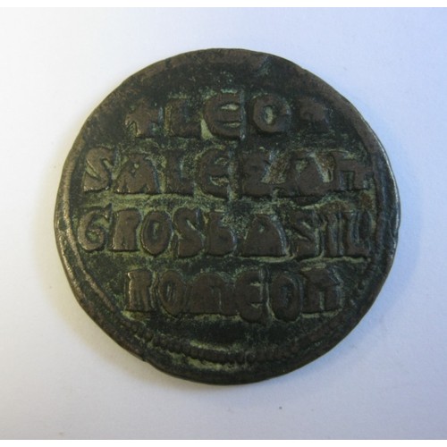 9 - a bronze Byzantine Leo VI & Alexander (886-912) Follis coin, Constantinopolis mint, in good order as... 