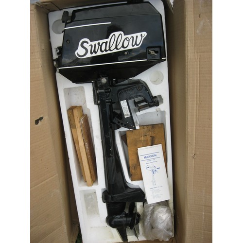 90 - A boxed Maxxon 48A Swallow outboard motor with metal petrol can in original box