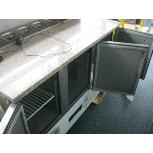 55 - An Adexa Pizza Fridge, 8 upper trays (each 1/6 Gastronorm with lids), granite work surface, 3 doors ... 