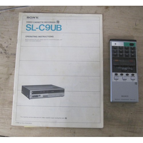 34 - Sony Betamax  video recorder, a pair of speakers, and a cassette recorder. (1) Sony Betamax VCR SL-C... 