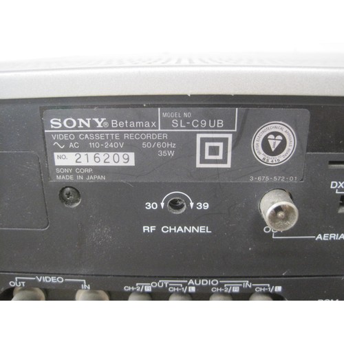 34 - Sony Betamax  video recorder, a pair of speakers, and a cassette recorder. (1) Sony Betamax VCR SL-C... 