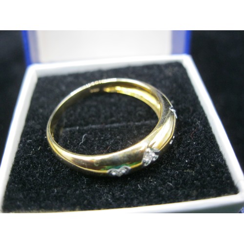 41 - A 9 carat gold ring set with 5 irregularly spaced diamonds, size P, approx weight 1.85g