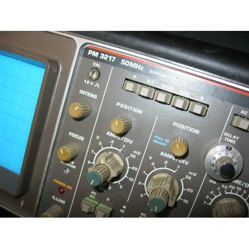 5 - Philips PM3217 Mains Powered Oscilloscope 50MHz bandwidth, 2 channel complete with Probes, Manual in... 