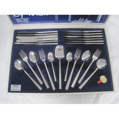 28 - A Viners 'Love Story' 44-piece canteen of stainless steel cutlery. Appears unused.