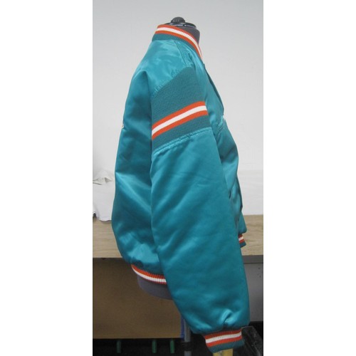 32 - Two American Football Miami Dolphins padded jackets. (1) Chalk Line Made in USA size L Miami Dolphin... 