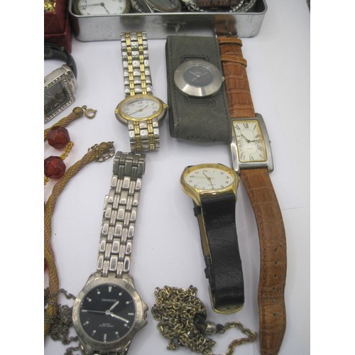 35 - A bag of assorted costume jewellery and watches (some items a/f, quartz wristwatches require new bat... 