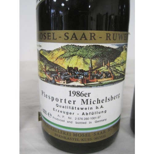 58 - Three bottles of wine - 1986er Mosel Piesporter Michelsberg, 1987 Macon Rouge Jean Claude Boisset, a... 