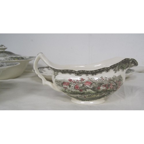 40 - Johnson Brothers Friendly Village dinner and tea ware, including two lidded tureens, oval serving pl... 