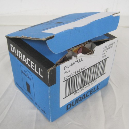 71 - A box of 10 x Duracell 9V1 6LR61 or in the old money PP3 9 volt batteries, expiry date 05/2028, box ... 