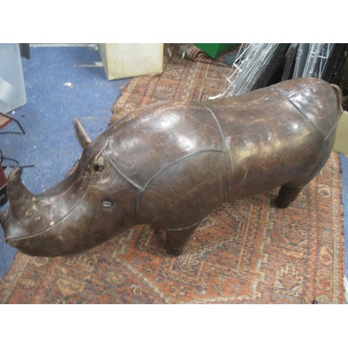 5 - A very large leather rhinoceros footstool, believed to be Victorian according to vendor but could be... 