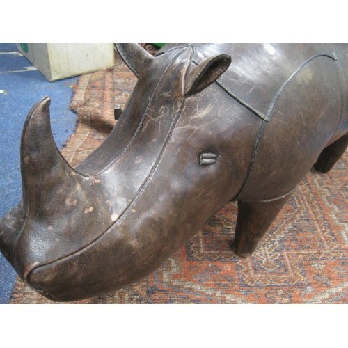 5 - A very large leather rhinoceros footstool, believed to be Victorian according to vendor but could be... 