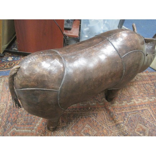 5 - A very large leather rhinoceros footstool, believed to be Victorian according to vendor but could be... 