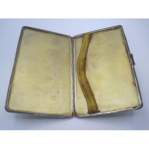 157 - A large sterling silver cigarette case with engine turned decoration to front and rear, in good orde... 