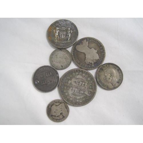 135 - An interesting assortment of coinage and medals/tokens including an 1888 double florin, a Victorian ... 