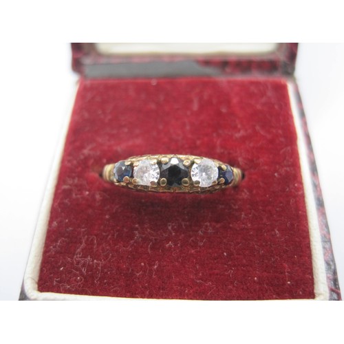 185 - An antique 9 carat gold, clear stone and sapphire ladies ring, approx weight 1.28g