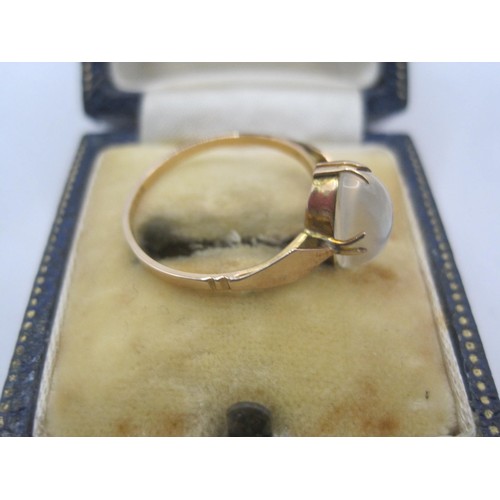 169 - A 9 carat gold ring set with a moonstone (approx. 10mm x 5mm). Ring size L, gross weight of ring app... 