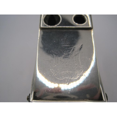 187 - A sterling silver double cigar cutter hallmarked for London 1890 by William Gibson, engraved with th... 