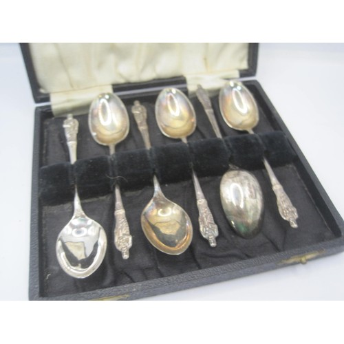 199 - A sterling silver set of 6 Apostle tea spoons, cased, hallmarked for Sheffield 1931 by Cooper Brothe... 