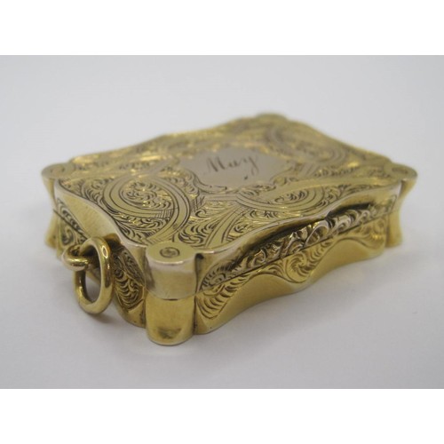 201 - A 9 carat gold Victorian vinaigrette in superb condition, good hinge & grill, hallmarked for Birming... 