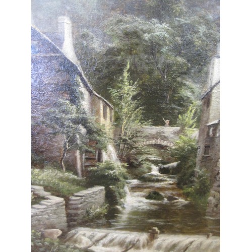 44A - William Greaves (1852-1938) - stream and waterwheel, oil on canvas, signed and dated 1880 lower left... 