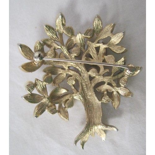 173 - Trifari 'Tree of Life' costume brooch (about 46mm x 40mm), with a cardboard gift box