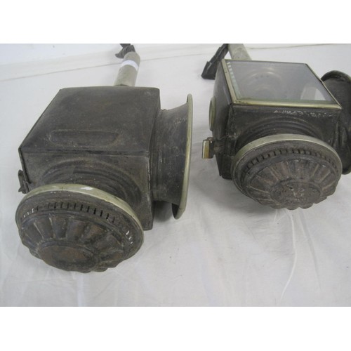 8 - A pair of antique carriage lamps