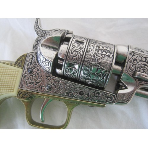 56 - A replica 1851 Colt Navy with decorated chromed finish and white grips, in very good order, likely b... 